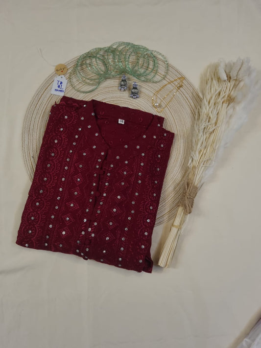 3 pcs set. Georgette with chikankari fabric(power loom) with pearl/stone work.