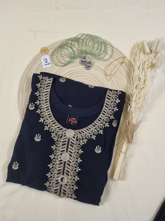 Dark blue 3 pcs set with pallazoo and 3/4th sleeves