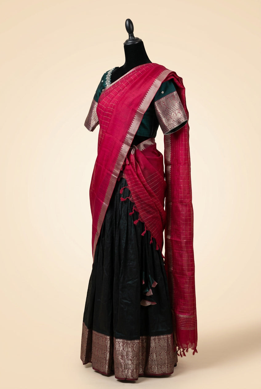 Mangalagiri pattu Half saree