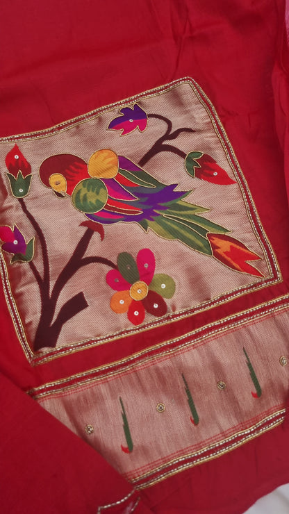 Pure Handloom Mangalagiri Cotton-by-Silk sarees with Paithani intricate
